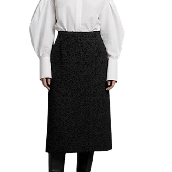 Vintage Dresses & Skirts - Vintage 50s 60s bespoke black wool boucle astrakhan style wrap pencil midi skirt